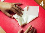 Right side of the wrapper folded over Right side of the wrapper folded over