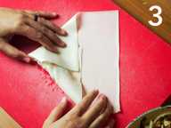 Left side of the wrapper folded over Left side of the wrapper folded over